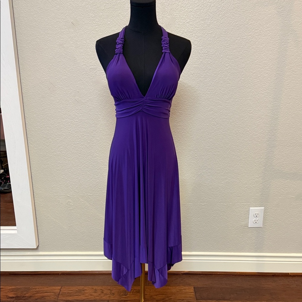 Elegant Purple Halter Dress